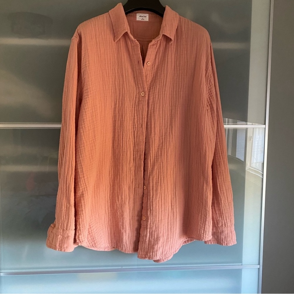 Wilfred Pink Button-Up Sail Cotton Gauze Shirt